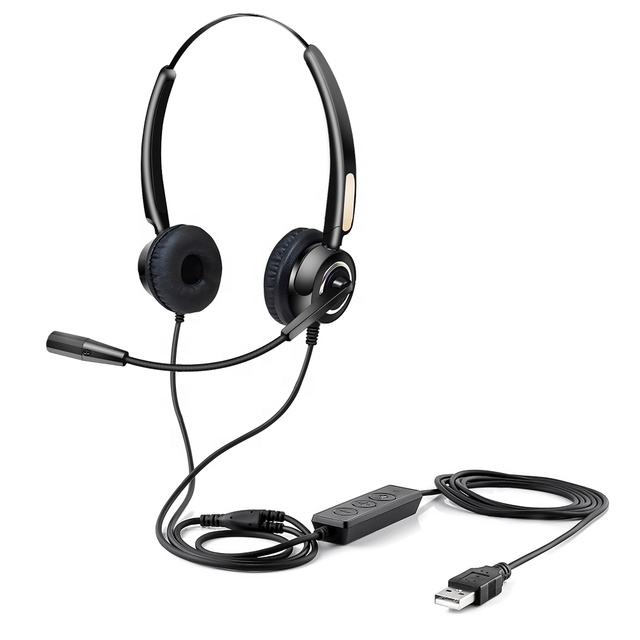 Binaural Call Center Headset Noise Cancelling USB Computer Headset Wired Headset With Microphone for Office