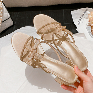 Latest Fashion Estilo De Tacones Rhinestone Open Toe Sandals <b>Silver</b> Bottom Heels for Ladies - Product Image 4