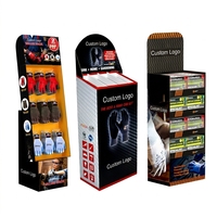 Présentoir personnalisé pour supermarché au détail Présentoir au sol en carton Pop Présentoir de produits pour chaussettes vêtements écharpes gants chauds