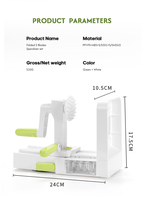 Hachoir manuel multifonctionnel portable en plastique pour la maison et la cuisine, coupe-légumes et fruits en spirale, trancheuse rotative à manivelle