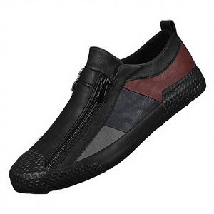 Mocassins décontractés pour hommes en cuir PU, à fermeture éclair, imperméables, tendance, souples, pour le printemps, l'été et l'automne – Meilleures ventes - Product Image 2