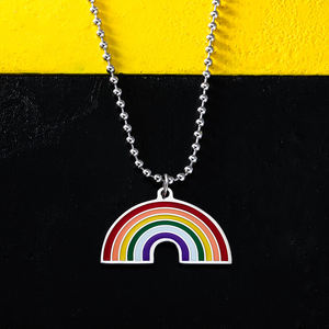 Arte Lobo joyería de moda lindo hombres mujeres niños amistad de color personalizado esmalte encanto Arco Iris COLLAR COLGANTE cadena - Product Image 5