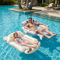 Joyee Chaise Flottante Gonflable pour Piscine, Motif Animal Mignon (Ours & Requin), pour Adultes, Idéale pour la Détente Estivale à la Plage et à la Piscine