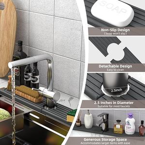 Tapis de protection en pierre pour évier de cuisine, super absorbant, en diatomite, séchage rapide - Product Image 6