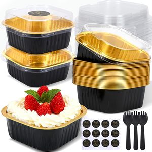 300ml Black Gold Square Color Pulp Moulding Food Grade Disposable <b>Containers</b> Plastic PP Lid Customizable Airline Catering Boxes - Product Image 1