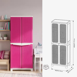 Multifunctional Foldable <b>Storage</b> <b>Box</b> Plastic Stackable Container with Rattan Pattern and Hanging Capability for Home - Product Image 3