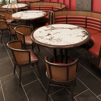Meubles de restaurant modernes en bois et marbre pour café commercial, sièges de banquette, canapé carré, table, chaises, ensemble pour café