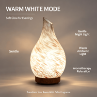 Difusor de Aroma Ultrasónico de Vidrio, Humidificador de Vapor Frío, Recargable, con Control Remoto, 7 Luces LED, Bajo Nivel de Ruido 36dB, Portátil para el Hogar