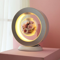 Lampe LED Magnétique Flottante Saint-Valentin : Cadeau Rose Éternelle, Lampe de Table Lévitation Magnétique, Vase à Fleurs Immortelles Flottant