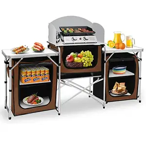 Hot Sales Wholesale Garden Kitchen Portable Foldable Metal Aluminum Folding Cooking Camping Table