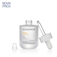 Fond rond 30ml 50ml Flacon compte-gouttes en verre dépoli Emballage de sérum pour le visage Flacon en verre cosmétique avec bouchon compte-gouttes large à double paroi