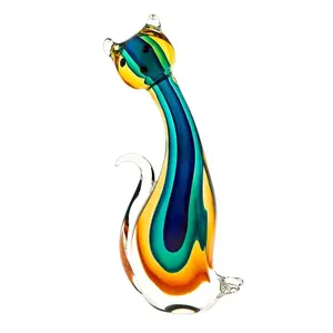 Delicate and Well-behaved Cat Hand Made Murano Glass Art