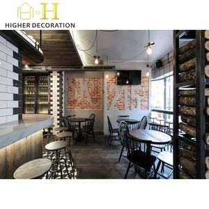 Décoration de café vintage avec vitrine en bois présentoir présentoir pour mettre des <span class=keywords><strong>perles</strong></span> de café et des tasses avec lumière LED - Product Image 6