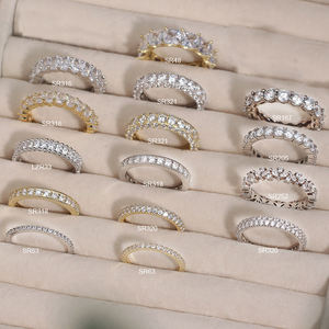 Anillos de Eternidad de Oro de 14K SR-2 RINNTIN, Anillo Apilable de Plata de Ley 925 con Circonita Cúbica Simulando Diamantes, Anillo de Bodas para Mujer - Product Image 2