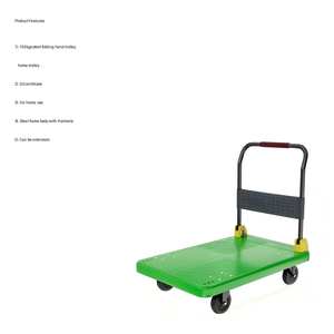 JK Industrial Folding Steel Frame Hand <b>Cart</b> Dolly OEM Lightweight Four-<b>Wheel</b> Platform Trolley Powder Coated Handle Aluminum Post - Product Image 5