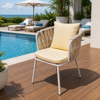 Chaise de salle à manger moderne en aluminium tressé pour l'extérieur avec structure en rotin