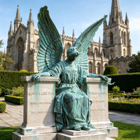 Ornement commémoratif personnalisable, sculpture d'ange en bronze de style européen vintage pour jardin et parc