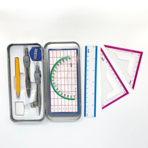 Juego de geometría matemática de 9 piezas con caja de almacenamiento irrompible, incluye 2 compases, regla, borrador, sacapuntas - Product Image 5