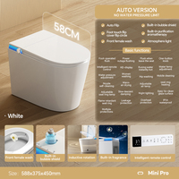 Toilette intelligente avec bande lumineuse LED verticale, toilette intelligente sur pied pour gain de place, idéale pour les petites salles de bain