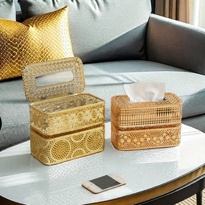 Tissue Box Iron Gold Nordic Style Desktop Storage For Living Room Bedroom Home Use - Product Image 3