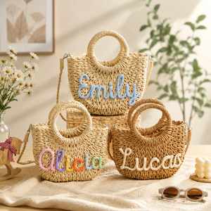 Straw Beach <b>Bag</b> with Name - Custom Crossbody Woven Purse, Bachelorette <b>Bridesmaid</b> <b>Gifts</b> for Women - Product Image 2