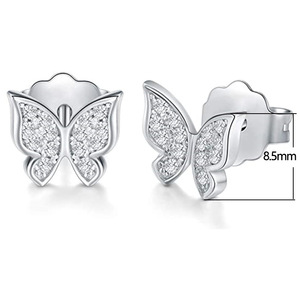 Orecchini a farfalla freschi ed eleganti per donna, gioielli alla moda con brillantini. - Product Image 2