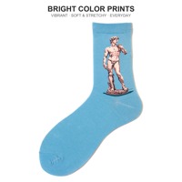 Chaussettes unisexes en coton personnalisées OEM, motif d'art de musée, nouveauté automne, 5 designs, motifs de peintures et statues célèbres, cadeau tendance