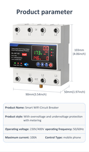 <span class=keywords><strong>Disjoncteur</strong></span> intelligent WiFi TUYA 100A sur rail DIN avec mesure d'énergie, contrôle à distance, protection contre les surtensions et les sous-tensions, application Smart Life - Product Image 5
