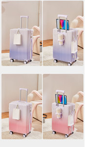 Ensembles de sacs de voyage à roulettes PC ABS + PC couleur dégradée au prix de gros valises de voyage ensembles de bagages avec porte-gobelet sacs de voyage - Product Image 4