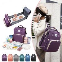 Sac à dos multifonctionnel de voyage pour maman, avec lit pliant et port USB, sac à langer pour bébé avec table à langer intégrée - Vente en gros