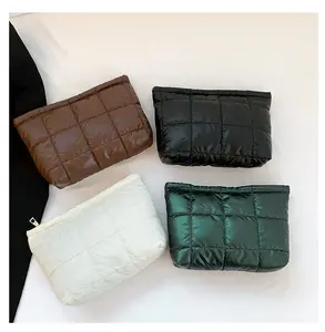 New Top Fashion Quilted Style Puffing cosmetic bag 2024 High Quality luxury Nylon Puffy Lightweight square bag
