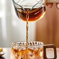 Thee-mokjesset van hoog borosilicaatglas met houten handvat, hittebestendig, BPA-vrij, vaatwasser- en magnetronbestendig voor warme/koude dranken