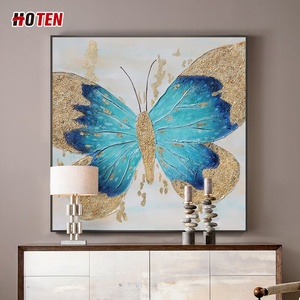 Arte <span class=keywords><strong>de</strong></span> lienzo abstracto moderno-Pintura al óleo <span class=keywords><strong>de</strong></span> mariposa pintada a mano con el diseño más nuevo - Product Image 1