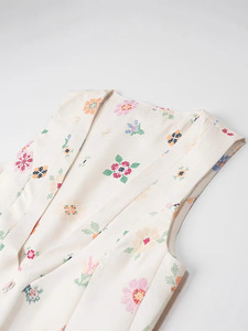 European American Style Cross-border 2025 New <strong>Women's</strong> Casual Summer Floral Printed Cotton <strong>Linen</strong> Breathable Short <strong>Waistcoat</strong> Top - Product Image 4