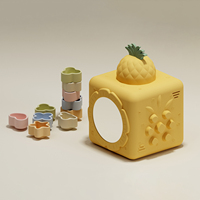 Cube d'activités sensoriel en silicone personnalisé OEM, jouet pour bébé, Montessori, anneau de dentition, trieur de formes, qualité alimentaire, sans BPA