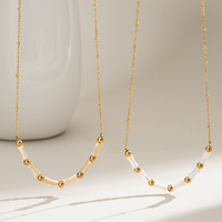 Collar Minimalista de Moda con Cadena de Tubo de Bambú y Conchas Naturales, Bañado en Oro 18K PVD, Resistente al Deslustre