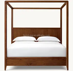 费利豪华现代美国家具，带床头板实木特大顶篷床