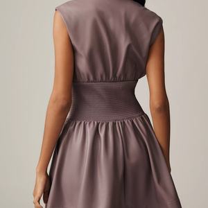 Vestido casual floral de piel sintética con cremallera frontal, bordado de encaje hueco, largo maxi, cintura natural, logo frontal, para verano - Product Image 2