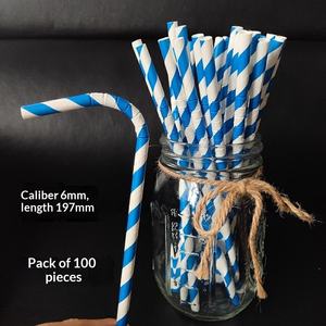 Pailles à boire en papier pliables de qualité alimentaire jetables emballées individuellement pour les cafés, les salons de thé, les cafés et les services de boissons - Product Image 3
