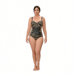 Costume da bagno intero taglie forti con controllo pancia, monokini sexy e coprente per la spiaggia BZ77111 - Product Image 2