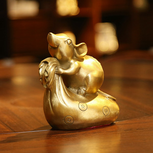 Figura de rata de bronce de Copper World, adorno hecho a mano con animales del zodíaco para decoración del hogar, regalo de Año Nuevo Chino - Product Image 2
