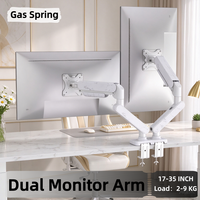 Bras double pour moniteur à ressort à gaz, texture pierre blanche, 17-35 pouces, en alliage d'aluminium, support de montage VESA, personnalisable OEM ODM