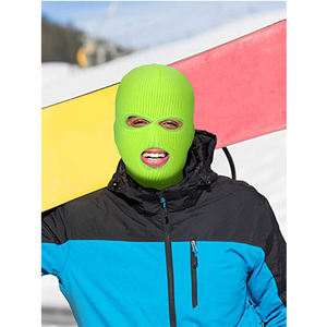 Großhandel Unisex Bestickte Gestrickte 3-Loch-Skimaske Individuelle Sturmhaube für Wintersport im Bildstil Polyester/Baumwolle 52–54 cm Kopfumfang - Product Image 2