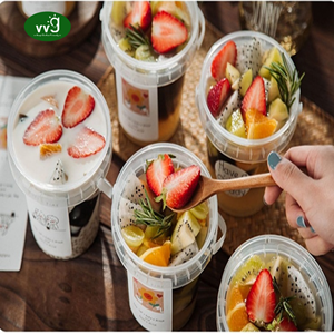 VVG 350/500/700/1000ml Ice Cream Buckets with Lid and Handles Reusable clear Plastic Buckets Cups for Drinks Cocktail <strong>Rum</strong> - Product Image 5