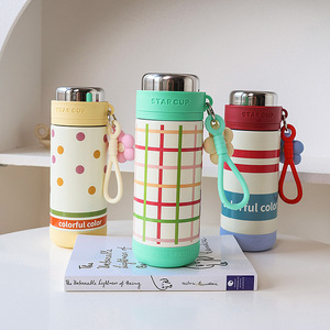 Seaygift Nova Garrafa Térmica Portátil em Cores Macaron com Design de Flor para Crianças, Mantém Frio e Quente, Garrafa de Água em Aço Inoxidável para Casa e Escritório - Product Image 2