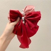 Nouveau doux perle arc pinces à cheveux élégant fille Long ruban chapeaux pinces à ressort mignon Style cheveux accessoires