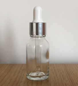 Flacon compte-gouttes transparent, givré, ambré ou bleu de 5 ml, 10 ml, 15 ml, 30 ml avec col de 18 mm, couvercle doré et bouchon en caoutchouc - Product Image 6