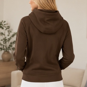 Sweat à capuche zippé en polaire marron pour femme – Vêtement d'hiver décontracté et chaud – Blouson <span class=keywords><strong>thermique</strong></span> zippé pour femme - Product Image 4