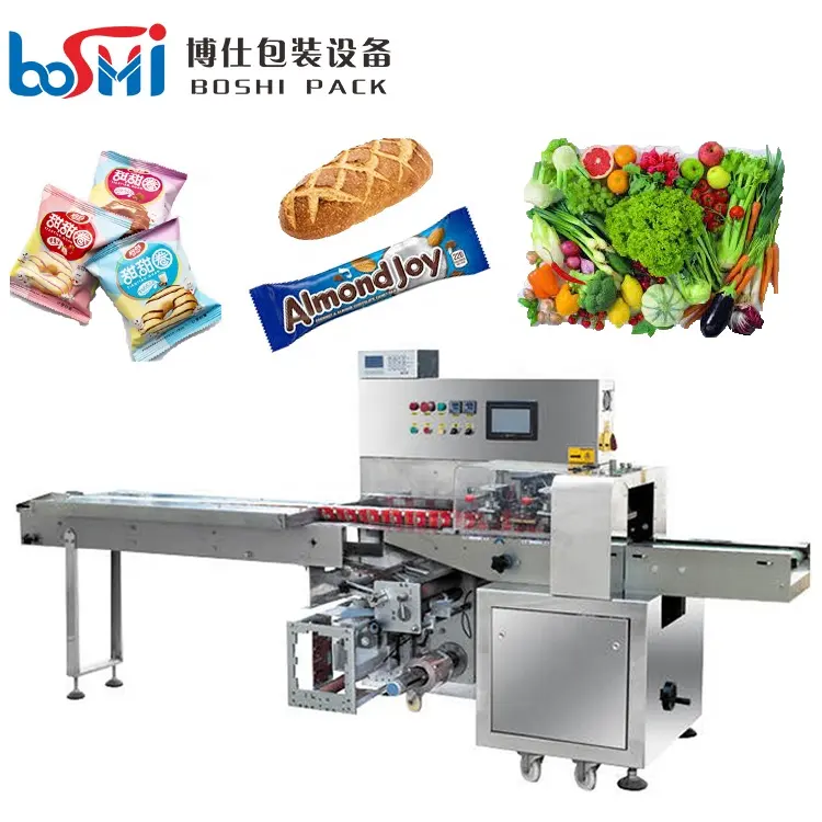 Boshi pack CE full automatic high speed food packaging machine chocolate bar vegetable packaging machine