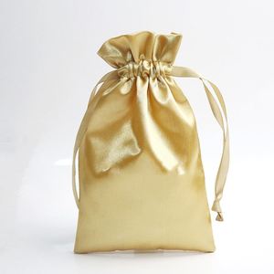 Sac cadeau personnalisé en tissu satiné blanc transparent avec cordon de serrage pour extensions de cheveux, impression de logo - Product Image 2